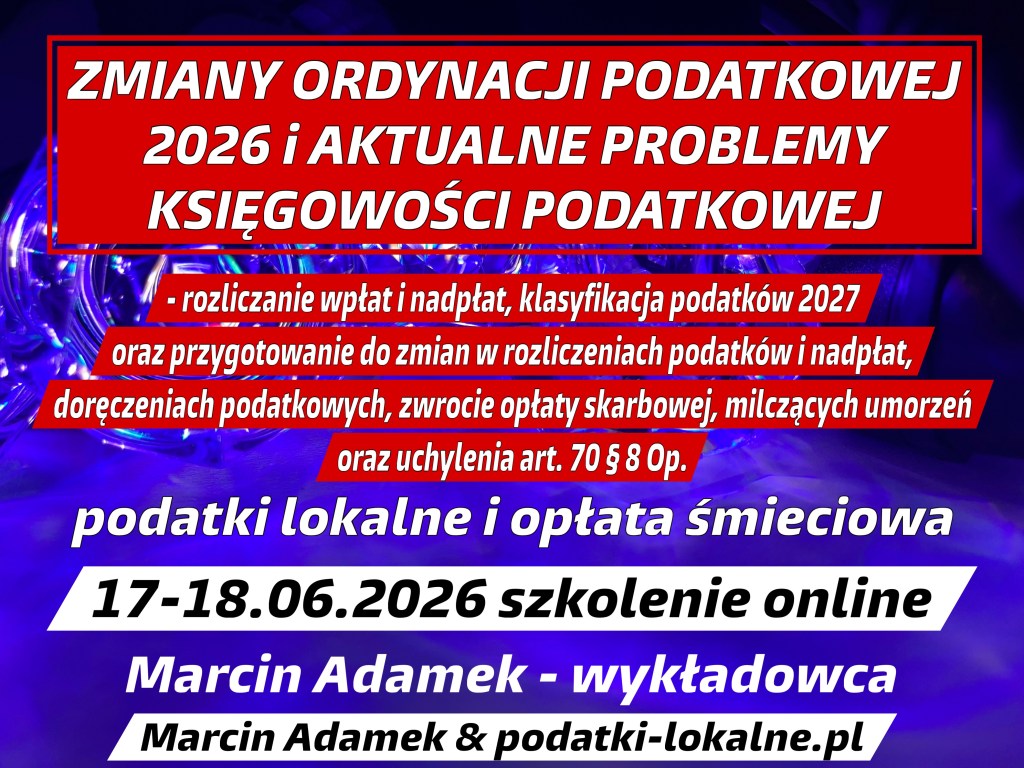 Event poster for an online seminar on tax law changes for 2026 and current accounting issues, featuring dates, topics to be discussed, and speaker information.